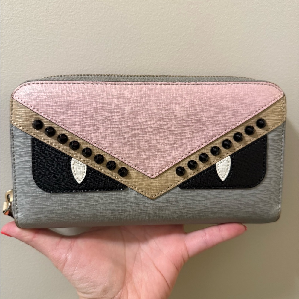 Fendi Monster Pink and Gray Women's Long Wallet